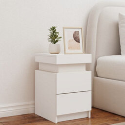 Berkfield Bedside Cabinet With Led Lights White 35X39X55 Cm - thumbnail 3