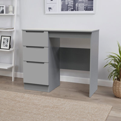 Messina Ready Assembled Grey 3 Drawer Non-Extendable Dressing Table  (H)785mm (W)904mm (D)390mm by B&Q | uFurnish.com