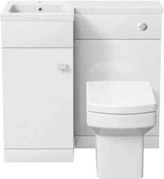 Affine 900mm Bathroom Vanity Unit Basin & Square Toilet Combined Furniture L/hand White - thumbnail 6