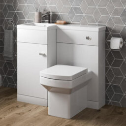 Affine 900mm Bathroom Vanity Unit Basin & Square Toilet Combined Furniture L/hand White - thumbnail 2