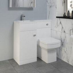 Affine 900mm Bathroom Vanity Unit Basin & Square Toilet Combined Furniture L/hand White - thumbnail 4