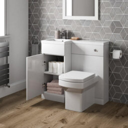 Affine 900mm Bathroom Vanity Unit Basin & Square Toilet Combined Furniture L/hand White - thumbnail 3