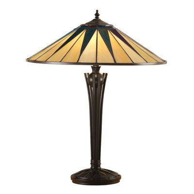 Luminosa Lighting Luminosa Dark 2 Light Large Table Lamp Black, Tiffany Style Glass, E27 - image 1