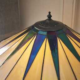 Luminosa Lighting Luminosa Dark 2 Light Large Table Lamp Black, Tiffany Style Glass, E27 - thumbnail 4