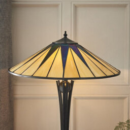 Luminosa Lighting Luminosa Dark 2 Light Large Table Lamp Black, Tiffany Style Glass, E27 - thumbnail 3