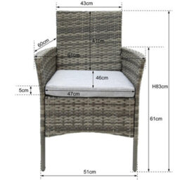 Virginia Rattan 2 Seater Bistro Dining Garden Set - Grey - thumbnail 4