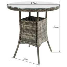 Virginia Rattan 2 Seater Bistro Dining Garden Set - Grey - thumbnail 5