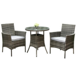 Virginia Rattan 2 Seater Bistro Dining Garden Set - Grey - thumbnail 6
