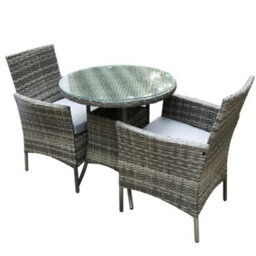 Virginia Rattan 2 Seater Bistro Dining Garden Set - Grey - thumbnail 3