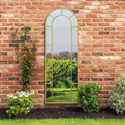 "Mirroroutlet - The Arcus - Gold Framed Arched Leaner Garden Wall Mirror 67"" X 24"" (170  X 60 Cm)"