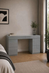 Birlea Liberty  6 Drawer Dressing Table Twin Pedestal Grey Glass