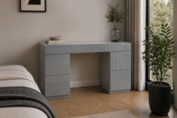Birlea Liberty  6 Drawer Dressing Table Twin Pedestal Grey Glass - thumbnail 3
