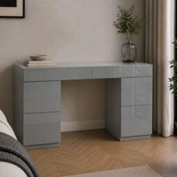 Birlea Liberty  6 Drawer Dressing Table Twin Pedestal Grey Glass - thumbnail 2