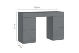 Birlea Liberty  6 Drawer Dressing Table Twin Pedestal Grey Glass - thumbnail 4