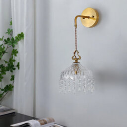 Living And Home 51.5Cm H E14 Bulb Basegold Metal Base Glass Lampshade Wall Light Sconce - thumbnail 2