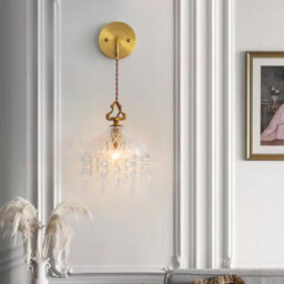 Living And Home 51.5Cm H E14 Bulb Basegold Metal Base Glass Lampshade Wall Light Sconce - thumbnail 5