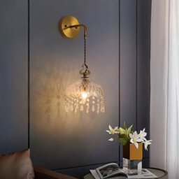 Living And Home 51.5Cm H E14 Bulb Basegold Metal Base Glass Lampshade Wall Light Sconce - thumbnail 6
