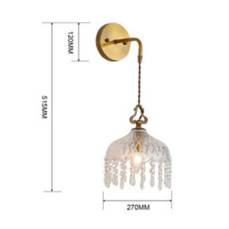 Living And Home 51.5Cm H E14 Bulb Basegold Metal Base Glass Lampshade Wall Light Sconce - thumbnail 9
