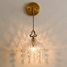 Living And Home 51.5Cm H E14 Bulb Basegold Metal Base Glass Lampshade Wall Light Sconce - thumbnail 8