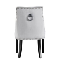 Life Interiors Set Of 4 Light Grey Velvet Dining Chairs Ergonomic Scoop Knockerback & Button Tufted Wood Legs - thumbnail 4