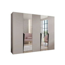 Arte Piano Ii Hinged Door Wardrobe 250Cm - Cashmere Five-Door Mirrored Wardrobe With Rails And Shelves - thumbnail 2