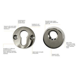 UAP Limited Uap High Security Escutcheon - Bevelled Edge - Composite And Hardwood Doors - Stainless Steel - Mirror Polished - thumbnail 2
