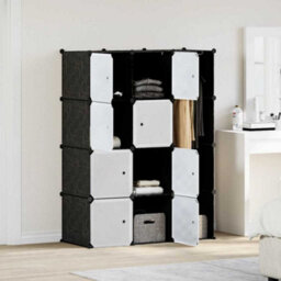 Berkfield Stylish Modular Cabinet 9 Compartments 37X115X150 Cm Black And White - thumbnail 2