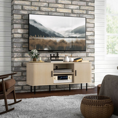 Homcom Tv Unit For Living Room, Tv Stand, Oak Tone - image 1