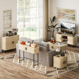 Homcom Tv Unit For Living Room, Tv Stand, Oak Tone - thumbnail 8