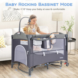 Costway 5 In 1 Travel Cot Convertible Foldable Baby Bedside Sleeper Changer W/ Mattress - thumbnail 3