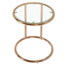 Darphe 49Cm H Rose Gold Tempered Glass Bedside Table Coffee Table With Metal Base - thumbnail 3