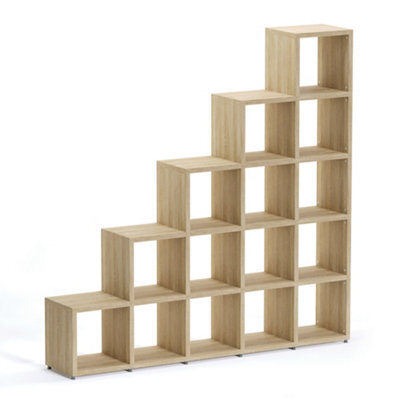 RB UK Boon 15 Cube Shelving Unit Eco-Friendly Bookcase Freestanding Heavy Duty Oak, Made In Austria (H)1830mm (W)1810mm (D)330mm