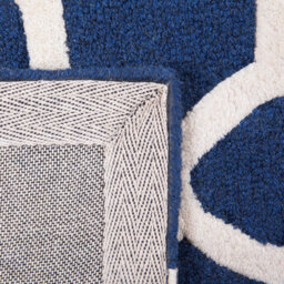 Wyld And Coco Blue Wool Area Rug 80 X 150 Cm, Hand-Tufted Trellis Quatrefoil Design - thumbnail 5