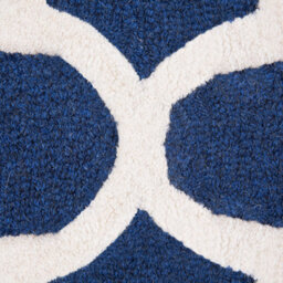 Wyld And Coco Blue Wool Area Rug 80 X 150 Cm, Hand-Tufted Trellis Quatrefoil Design - thumbnail 3