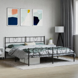 Berkfield Metal Bed Frame With Headboard And Footboard Black 180X200 Cm - thumbnail 1