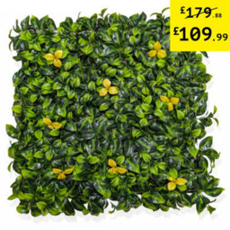Pack Of 12 Best Artificial Laurel Leaf & Yellow Flowers Hedging Mats 50Cm X 50Cm (3 Square Metres) Privacy Garden Screen - thumbnail 1