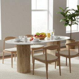 Luxor Oval Natural Marble Dining Table 6 To 8 Seater
