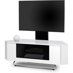 "Centurion Supports Hampshire Corner-Friendly Gloss White Beam-Thru Remote Friendly Door 26""-50"" Tv Cabinet With Mounting Arm" - thumbnail 3