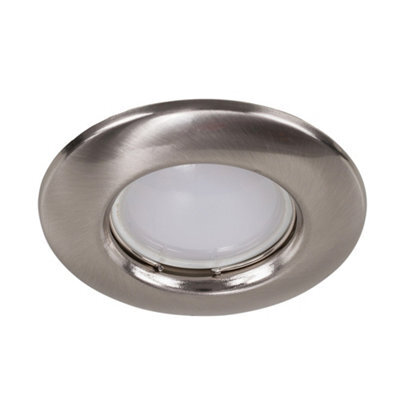 Valuelights Downlight Fixed Brushed Chrome Ceiling Light Fitting Single Pack - image 1
