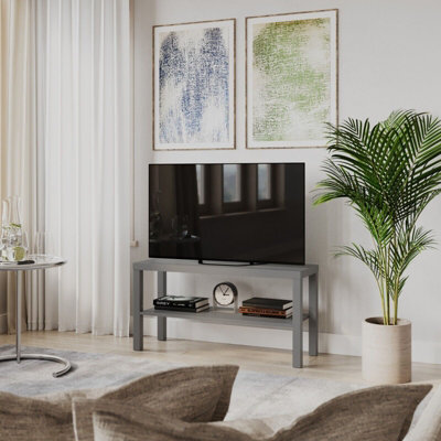Urbn-Living Urbnliving 90Cm 2 Tier Tv Bench Entertainment Media Stand Cabinet Wooden Storage Display Unit, Grey - image 1