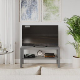 Urbn-Living Urbnliving 90Cm 2 Tier Tv Bench Entertainment Media Stand Cabinet Wooden Storage Display Unit, Grey - thumbnail 3