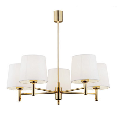 Luminosa Lighting Luminosa Ponte Plus Multi Arm Pendant Ceiling 5 Light Cream, Dark Brass Steel - image 1