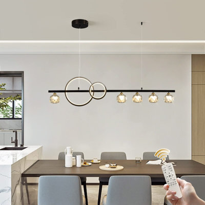 Garwarm Modern Black Dimmable Led Pendant Lamp With Remote Control
