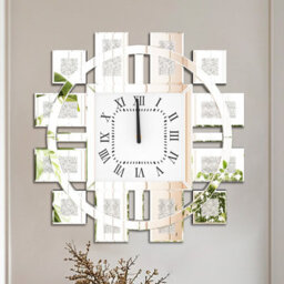 Artloge Silver 60Cm Wall Clock Crushed Crystal Diamond Mirror Jewel Art Decorative Clock - thumbnail 6