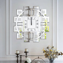 Artloge Silver 60Cm Wall Clock Crushed Crystal Diamond Mirror Jewel Art Decorative Clock - thumbnail 7