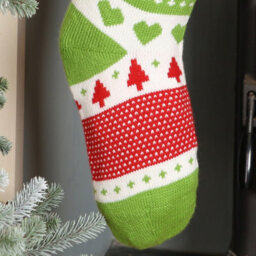 Dibor Set Of 2 Traditional Green Fair Isle Xmas Christmas Gift Bag Christmas Stocking For Kids - thumbnail 3