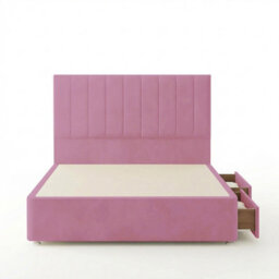 "Adore Designs Portland Plush Velvet Divan Bed, 50"" Headboard - 4Ft6 Double - Pink - 2 Drawers Same Side" - thumbnail 2