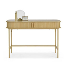 Computer Desk For Home Office, Console Table With Sliding Doors Storage - thumbnail 1