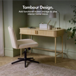 Computer Desk For Home Office, Console Table With Sliding Doors Storage - thumbnail 3
