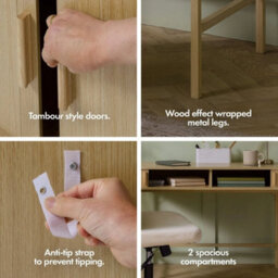 Computer Desk For Home Office, Console Table With Sliding Doors Storage - thumbnail 6
